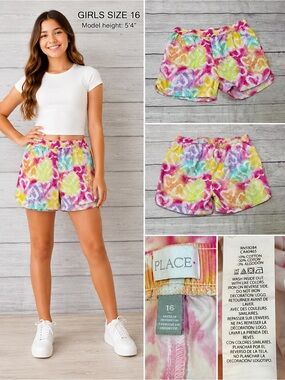 The Children’s Place Girls Size 16 Tie Dye Cotton Pull-On Shorts casual summer